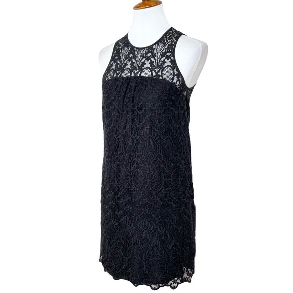 Joie Black Floral Scroll Lace Sleeveless LBD Sheath Mini Cocktail Dress - Picture 4 of 14